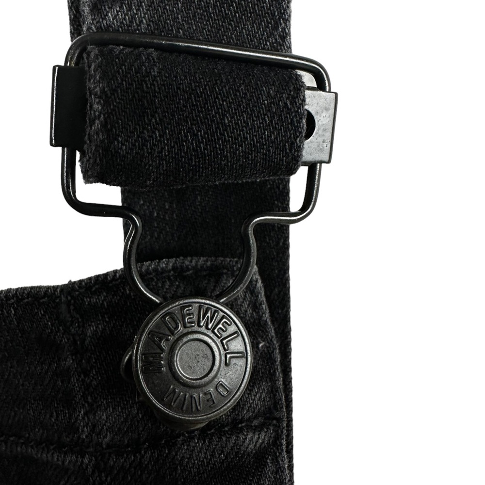 Madewell Skinny Overalls in Black Lunar Wash XS High Rise Raw Hem Stretch Bibs - Picture 8 of 13